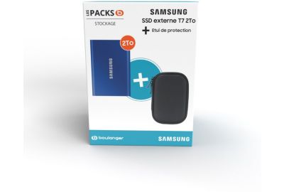 Disque dur SSD externe SAMSUNG Pack T7 2To bleu + Etui
