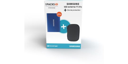 Disque SAMSUNG Pack T7 2To bleu + Etui