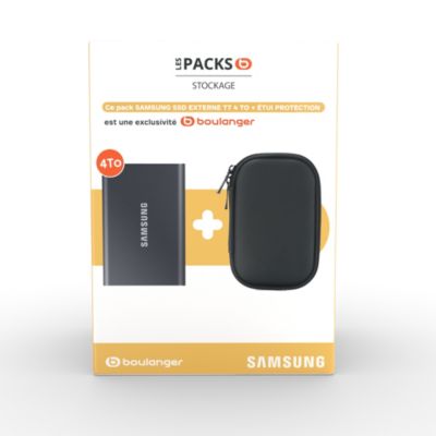 Disque dur SSD externe SAMSUNG Pack T7 4To Gris + Etui
