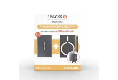 Disque dur SSD externe SAMSUNG Pack T7 4To Gris + Etui magsafe + cable