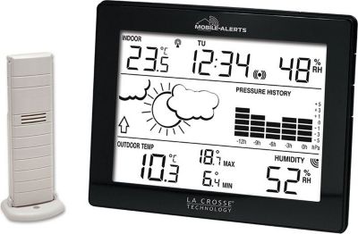 BALDR Station météo sans fil avec capteurs externes professionnels,  thermomètre hygromètre, réveil avec écran couleur pour afficher la météo,  heure, date, température, humidité, température : : Cuisine et  Maison