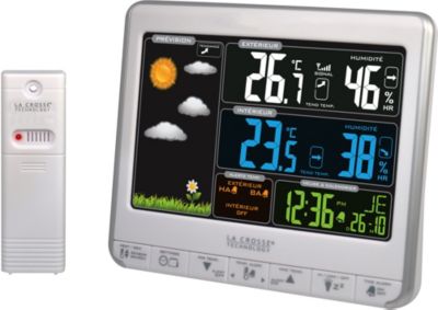 Station Meteo, Station Meteo Interieur Exterieur sans Fil avec Capteur  Extérieur, Écran LCD Couleur Numérique, Thermomètre Hygromètre Baromètre  des Phases de Lune, PréVision de la TempéRature Météo : : Jardin