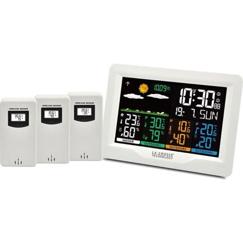 WS6825 - LA CROSSE TECHNOLOGY - Station Météo Thermo/hygro LCD Couleur,  alarmes, prise USB et 3 canaux