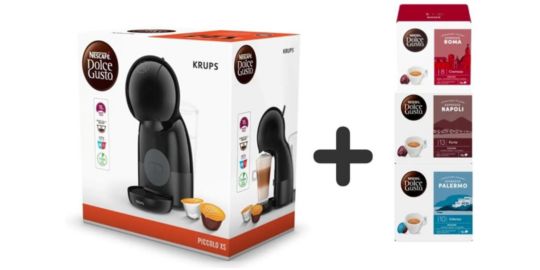 Cafetière à dosettes KRUPS BUNDLE PICCOLO XS Noir YY5919FD