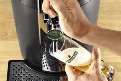 Krups BeerTender Silver et chrome, Machine à bière, Pression pour la  maison, Tireuse à bière, Pompe à bière, Coffret 2 verres YY2931FD