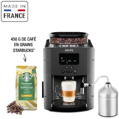 Machine Ã Cafã© Krups Yy4539Fd Essential Grise Avec Mousseur + 2 Paquets Cafã© Starbuck