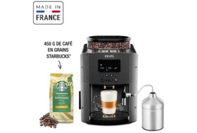 KRUPS Essential blanche Machine à café à grain, Machine à café, Broyeur  grain, Cafetière expresso, 2 tasses, Nettoyage automatique, Buse vapeur