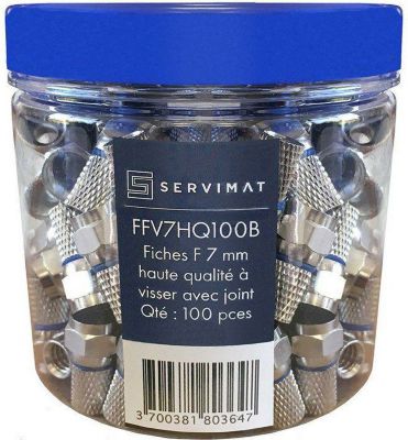 Fiche antenne TV SERVIMAT Boite 100 Fiches F 7 Mm Haute Qualité à