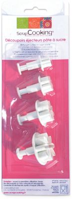 Emporte pièces SCRAPCOOKING ejecteurs blancs fleurs pour pate a