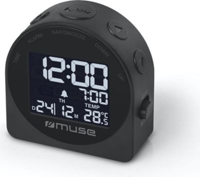 Réveil MUSE M-09-C noir avec écran LCD & température