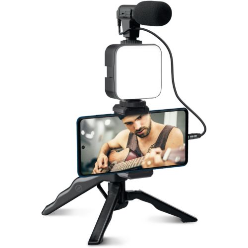Pack vlogger MUVIT Trépied + projecteur + micro + support smartphone