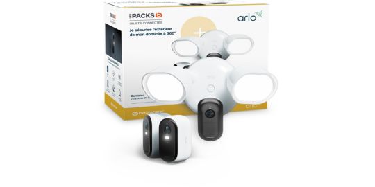 Caméra de surveillance ARLO 2 caméras Essential 3 2K + 1 floodlight