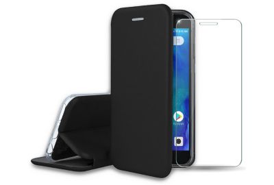 Pack IBROZ Xiaomi Redmi Go Etui cuir noir