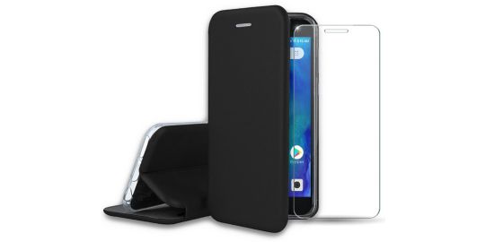 Pack IBROZ Xiaomi Redmi Go Etui cuir noir