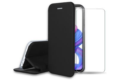 Pack IBROZ Honor 9x Etui cuir noir + Verre trempé