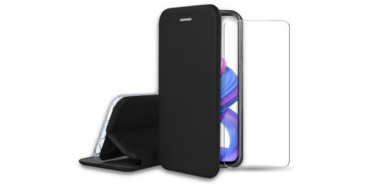 Pack IBROZ Honor 9x Etui cuir noir + Verre trempé