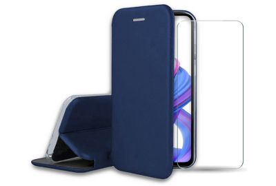 Pack IBROZ Honor 9x Etui cuir bleu + Verre trempé