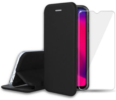 Pack IBROZ Oppo A5 Etui cuir noir + Verre trempé