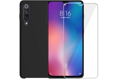 Pack IBROZ Xiaomi Mi 9 Coque Silicone noir