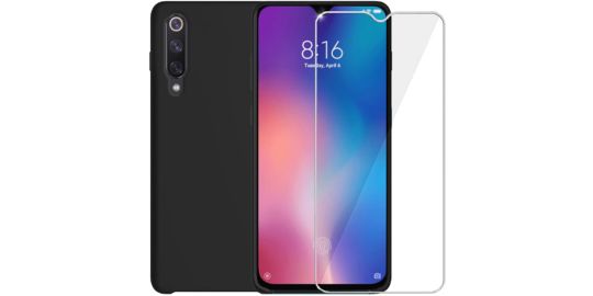Pack IBROZ Xiaomi Mi 9 Coque Silicone noir