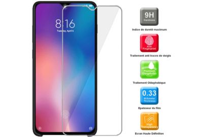 Pack IBROZ Xiaomi Mi 9 Coque Silicone noir