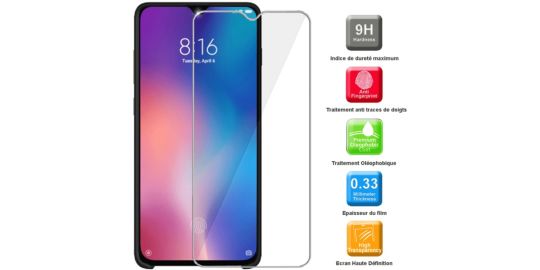 Pack IBROZ Xiaomi Mi 9 Coque Silicone noir