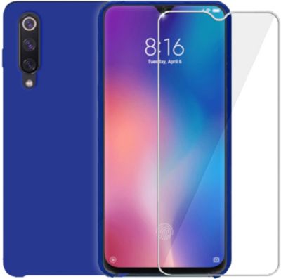 Pack IBROZ Xiaomi Mi 9 Coque Silicone bleu