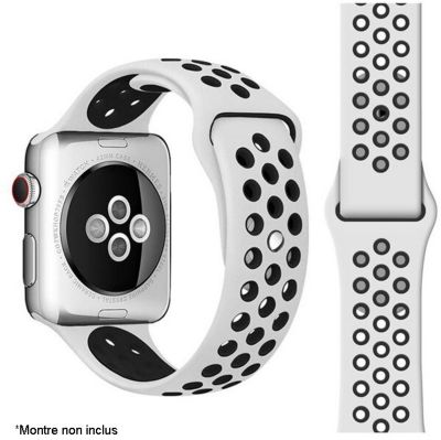 Bracelet Ibroz Apple Watch Sport 40mm noir/blanc