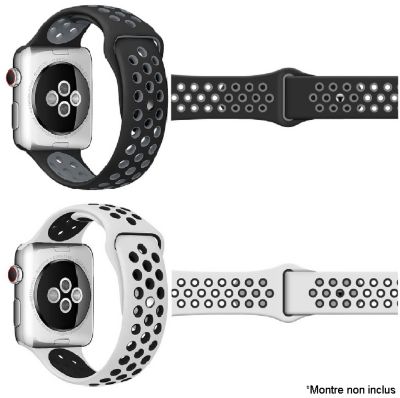Bracelet Ibroz Apple Watch Sport 40mm noir + blanc x2