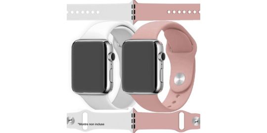 Bracelet IBROZ Apple Watch SoftTouch 40/41mm blanc+rose