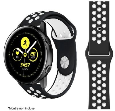 Bracelet IBROZ Samsung/Huawei Sport 20mm noir/blanc