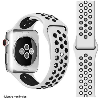 Bracelet Ibroz Apple Watch Sport 44mm noir/blanc