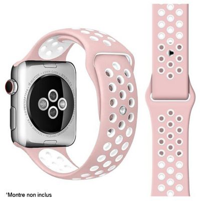 Bracelet IBROZ Apple Watch Sport 42/44/45mm rose/blanc