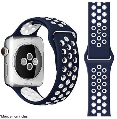 Bracelet Ibroz Apple Watch Sport 44mm bleu/blanc