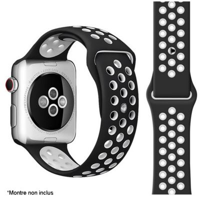 Bracelet Ibroz Apple Watch Sport 44mm noir/blanc