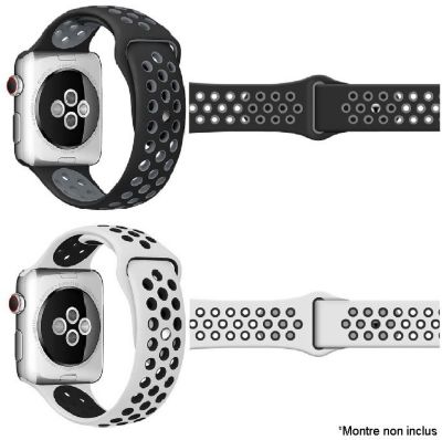 Bracelet IBROZ Apple Watch Sport 42/44/45mm noir+blanc
