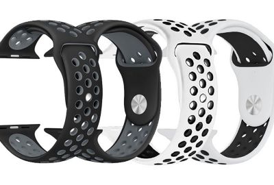 Bracelet IBROZ Apple Watch Sport 42/44/45mm noir+blanc