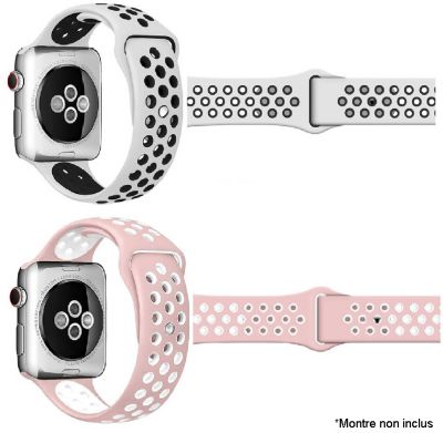 Bracelet IBROZ Apple Watch Sport 44/45mm blanc+rose