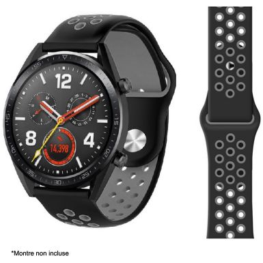 Bracelet IBROZ Samsung/Huawei Sport 22mm noir/gris