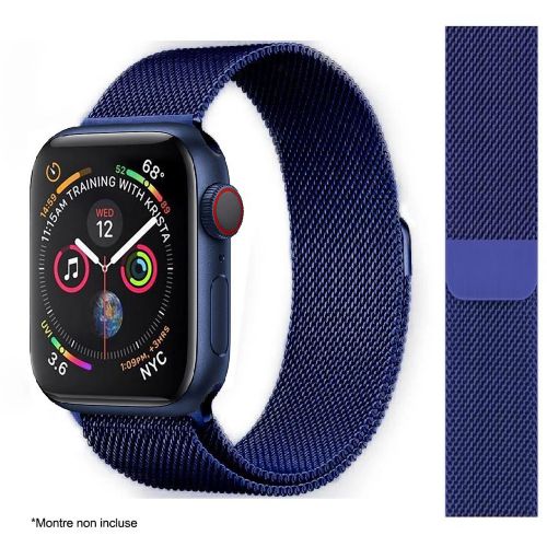 Bracelet IBROZ Apple Watch 42 44 45mm Maille bleu