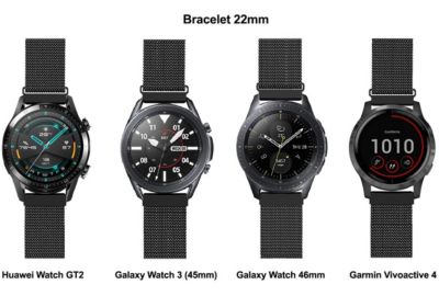 Bracelet IBROZ Samsung/Huawei 22mm Maille noir