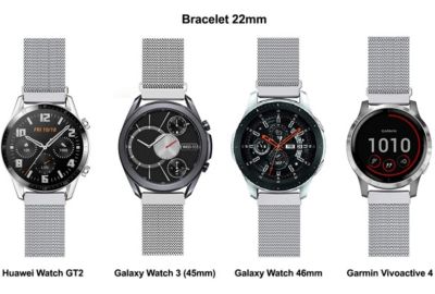 Bracelet IBROZ Samsung/Huawei 22mm Maille gris