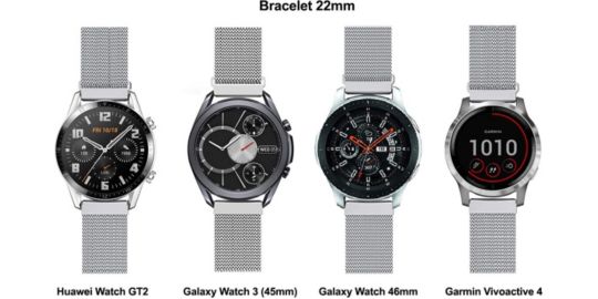 Bracelet IBROZ Samsung/Huawei 22mm Maille gris