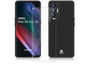 Coque Ibroz + Verre Trempé Pour Oppo Find X3 Pro - Silicone Noir, Protection Chocs Et Induction