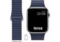 Bracelet IBROZ Apple Watch Cuir Loop 44/45mm bleu nuit