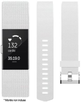 Bracelet IBROZ Fitbit Charge 2 Silicone blanc
