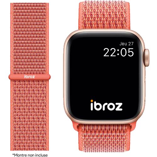 IBROZ Bracelet Apple Watch Nylon Loop 38/40/41mm orange pas cher 