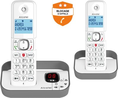 Téléphone Duo fixe sans fil bloqueur appels publicitaires PANASONIC  KX-TGH722FRB pas cher
