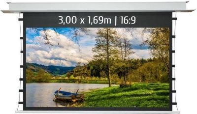 Ecran de projection KIMEX elect. encastrable tensionné 3,00x1,69m