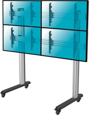 Pied TV KIMEX Support à roulettes 4 écrans TV 45"- 55"